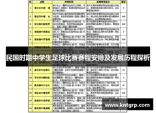 民国时期中学生足球比赛赛程安排及发展历程探析